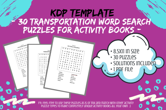 30 Transportation Word Search Puzzles