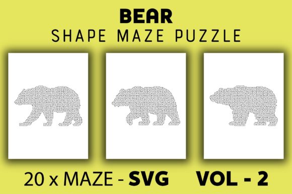Explore 20 Bear Shape Maze Puzzle SVG Vol - 2