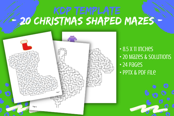 Explore 20 Fun KDP Xmas Mixed Shape Mazes for Adults and Kids