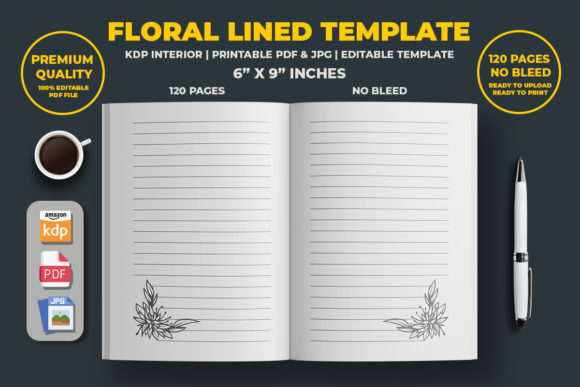 Floral Lined Template for KDP Publishing