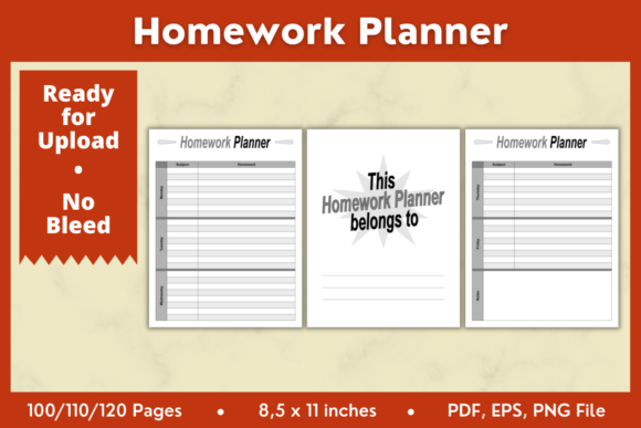 Homework Planner KDP Interior 8,5x11in