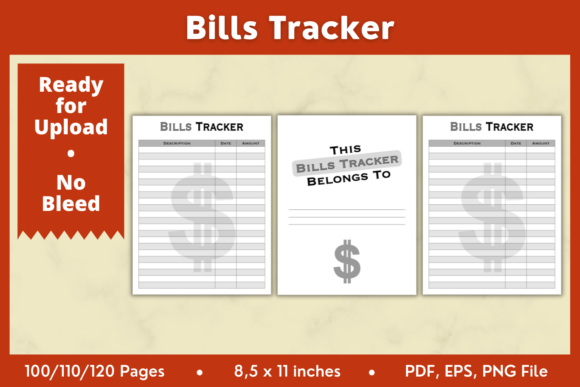 Manage Finances with Bills Tracker KDP Interior 8,5x11in